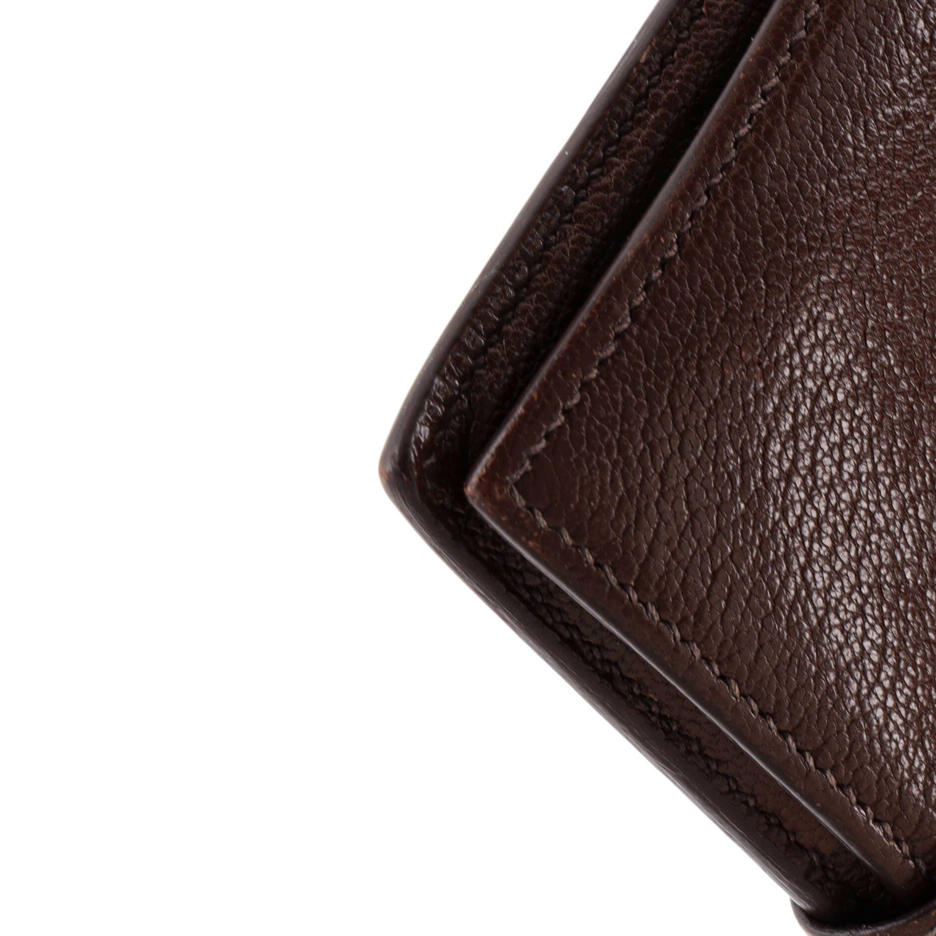 Pre-Owned Hermes Bearn Wallet Tadelakt Compact, Alternate, color, Marron Fonce