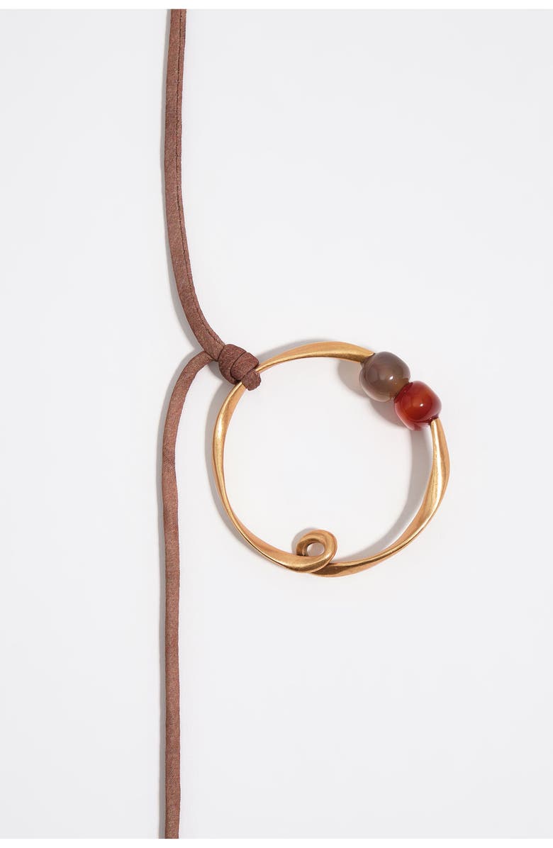 Bimba y Lola Irregular Hoop Necklace With Matte Stones, Alternate, color, Burnt Orange