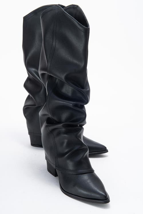 Prologue Shoes Elaris Block Heel Knee High Boot In Black