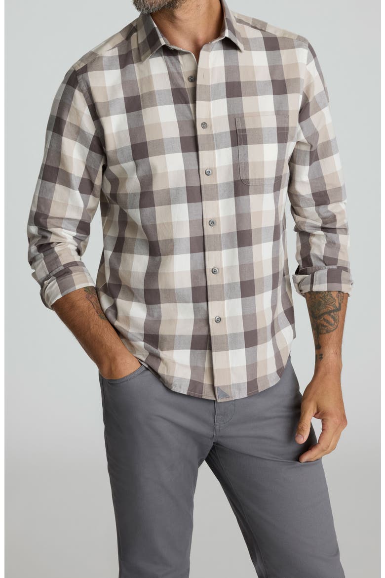 Greenwald Check Cotton Flannel Button-Up Shirt, Main, color, BROWN TAN WHITE