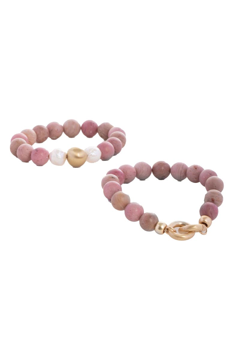 SAACHI Set of 2 Eternity Stretch Bracelets, Main, color, Pink