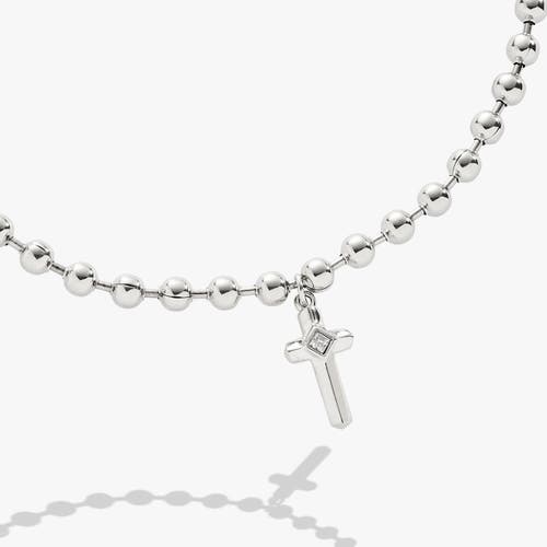 Alex And Ani Cross Ball Chain Bracelet In Silver
