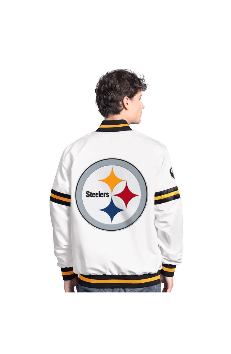 STARTER Men's Starter  White Pittsburgh Steelers Scout Full-Snap Varsity Jacket, Alternate, color, White