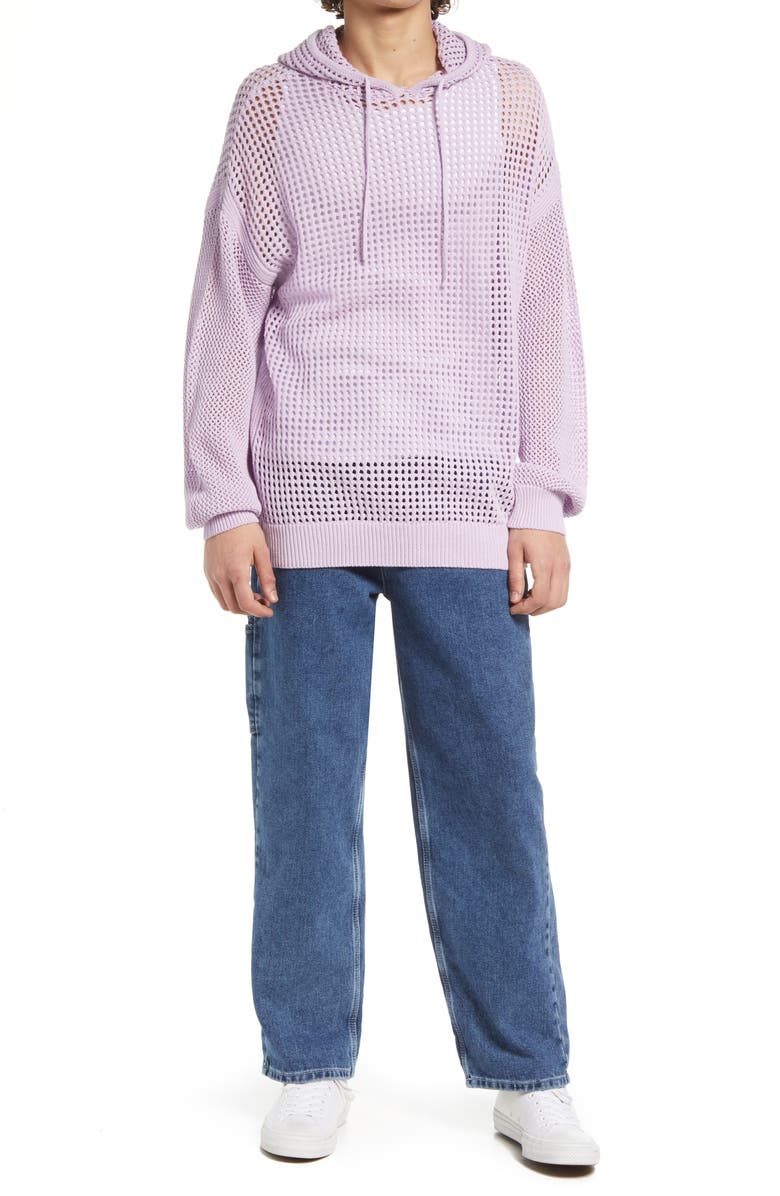 BP. Oversize Loose Knit Cotton Hoodie, Alternate, color,