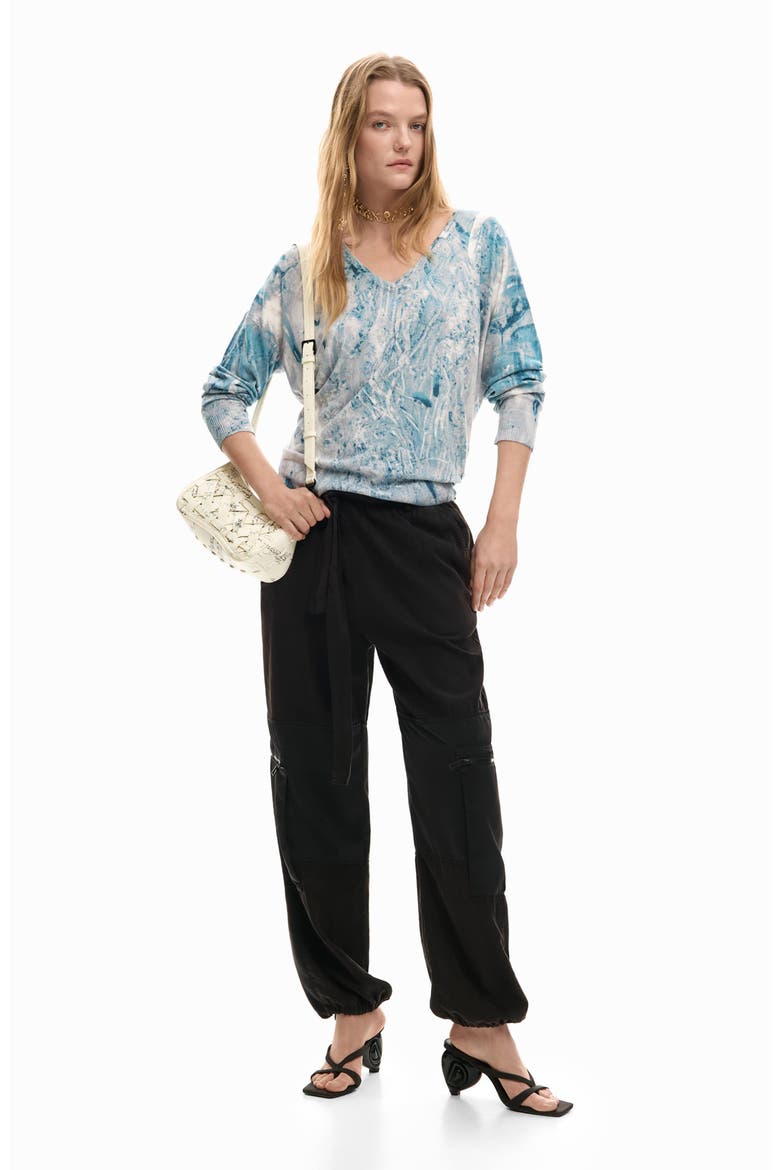 Abstract Print Sweater, Alternate, color, BLUE