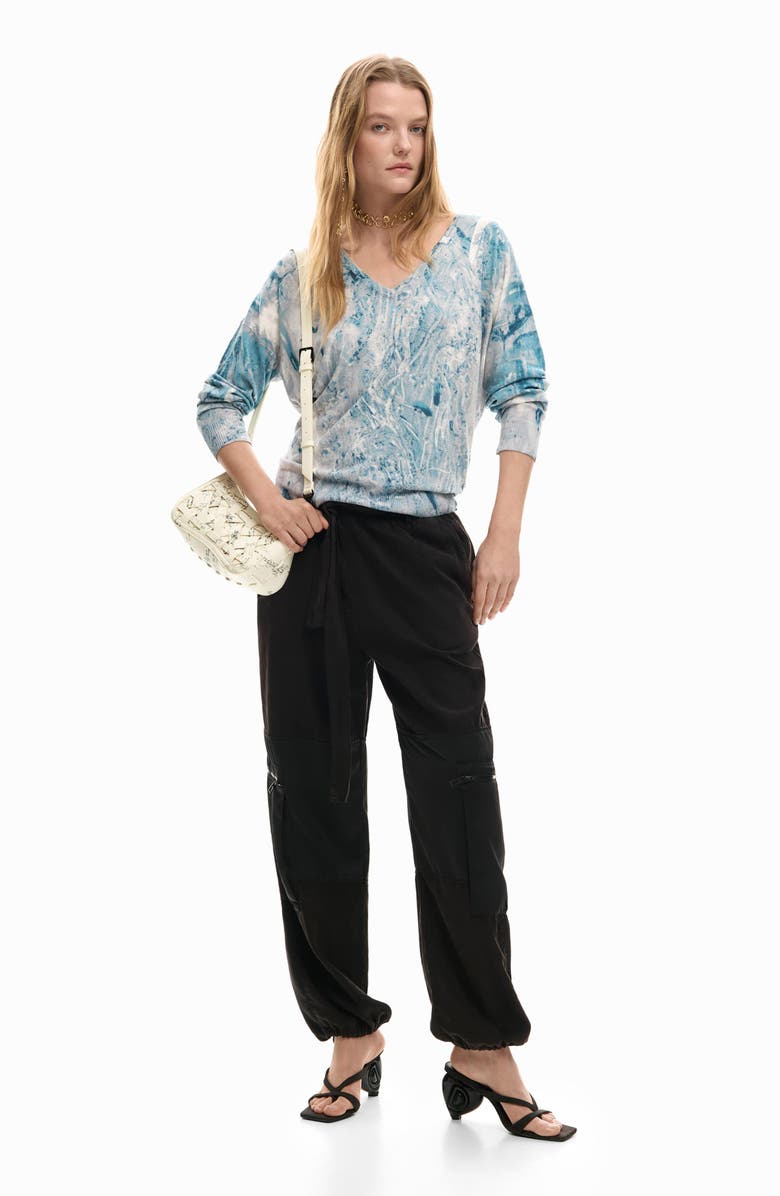 Desigual Abstract Print Sweater, Alternate, color, Blue