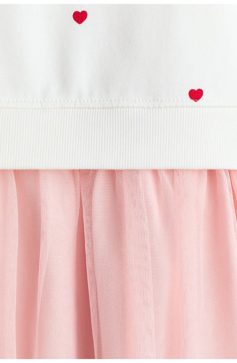 H&M Printed Tulle-skirt Sweatshirt Dress, Alternate, color, Light Pink/Minnie Mouse
