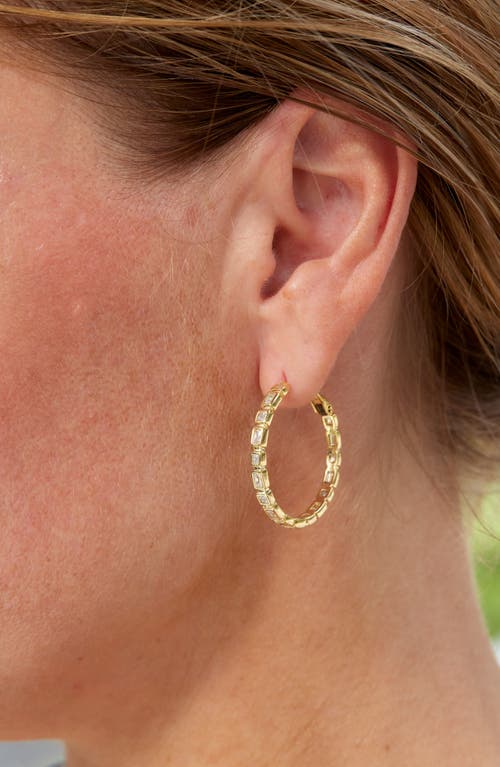 Savvy Cie Jewels 14k Gold Plated Bezel Cubic Zirconia Hoop Earrings In Yellow