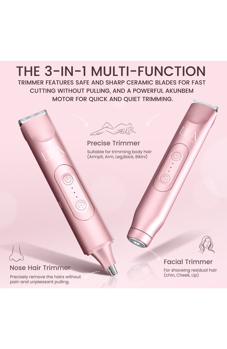 LILA BY AKUNBEM Glow G1 Pro 3-in-1 Bikini & Nose Hair Trimmer & Facial Shaver, Alternate, color,