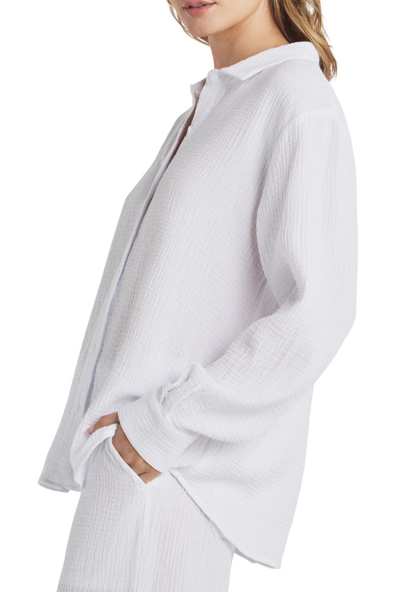 Adele Oversize Cotton Gauze Button-Up Shirt, Alternate, color, WHITE