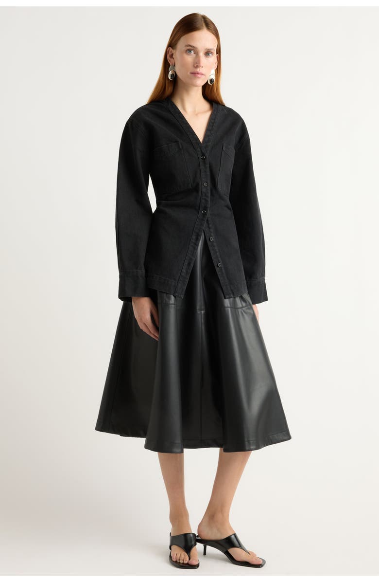 Modern Citizen Emmett Structured-Sleeve Denim Jacket, Alternate, color, Washed Black / Black