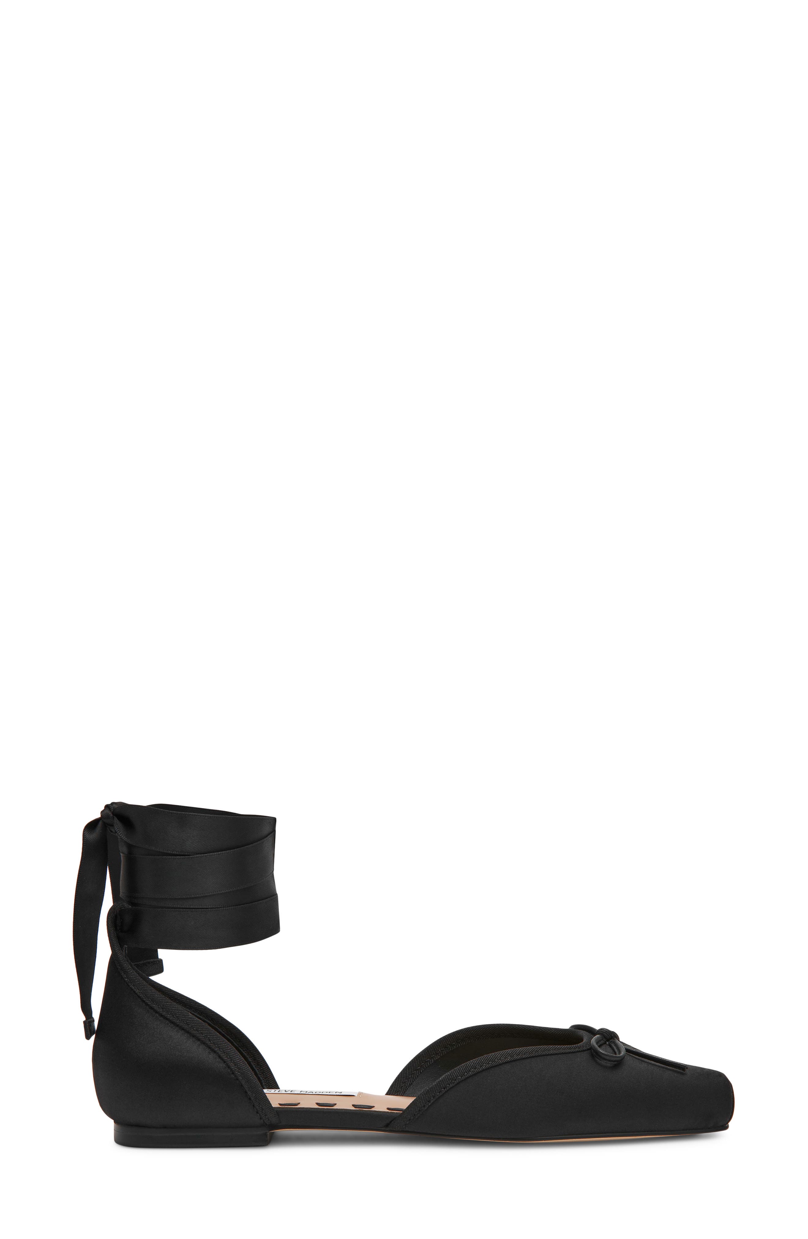 Leonora Ankle Wrap Flat, Alternate, color, BLACK SATIN