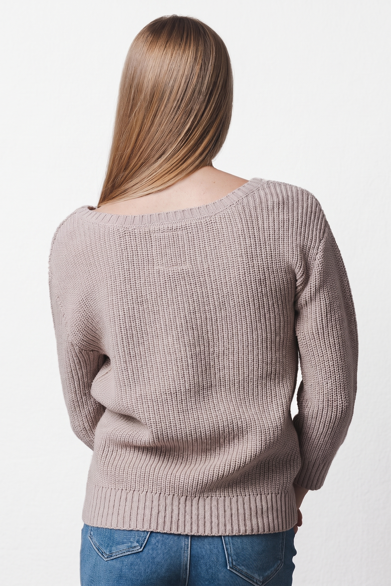 Women's Organic Boatneck Cable Sweater, Alternate, color, Taupe Heather