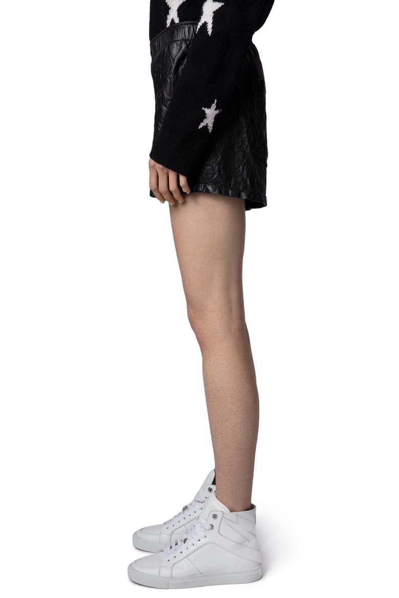 Pax Crinkled Leather Shorts, Alternate, color, NOIR