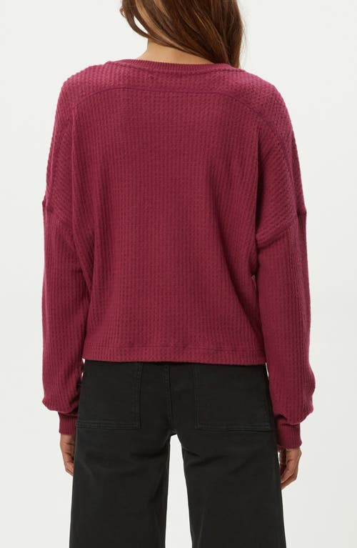 Michael Stars Salma Waffle Stitch V-neck Knit Top In Burgundy
