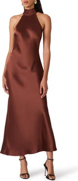 Steve Madden Lara Satin Bias Cut Maxi Dress
