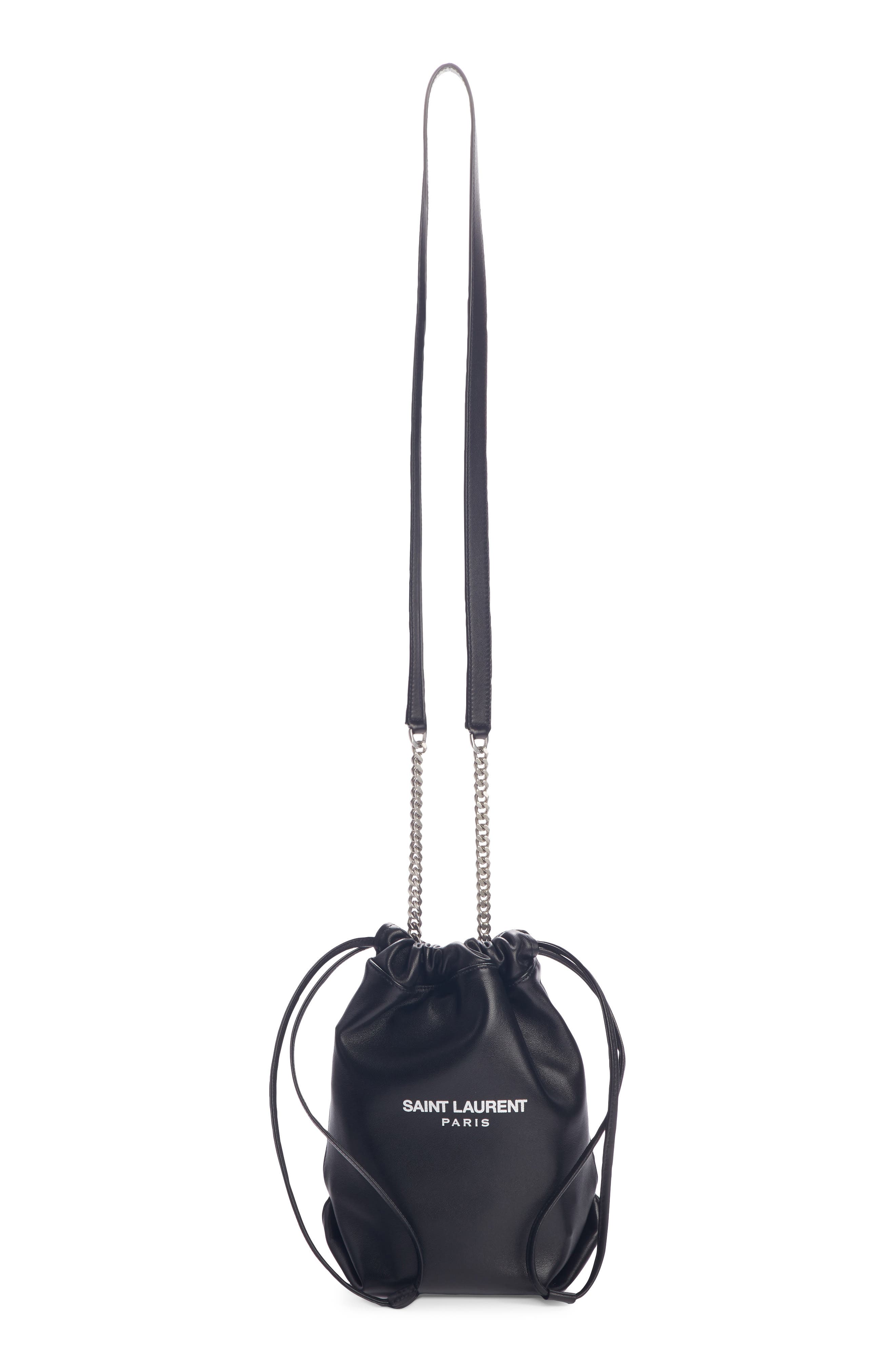 Saint Laurent Small Teddy Leather Bucket Bag, Main, color, 