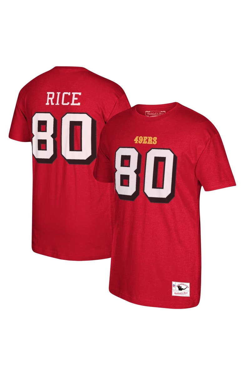 Mitchell & Ness Men's Mitchell & Ness San Francisco 49ers Jerry Rice Scarlet Retired Player Name & Number T-Shirt, Main, color, 