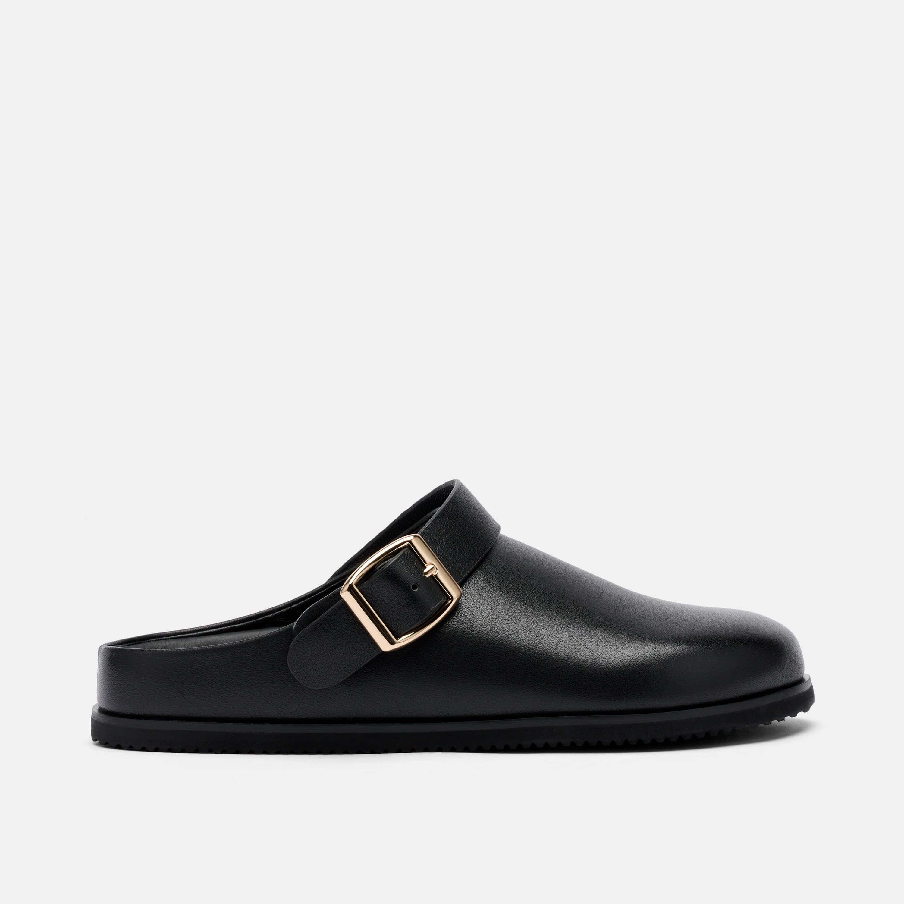 Solana Leather Backstrap Clog, Alternate, color, Black