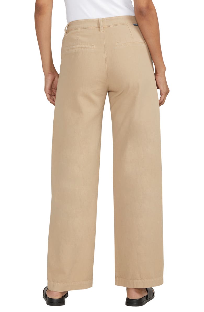 JAG High Waist Wide Leg Cotton & Linen Trousers, Alternate, color, Humus