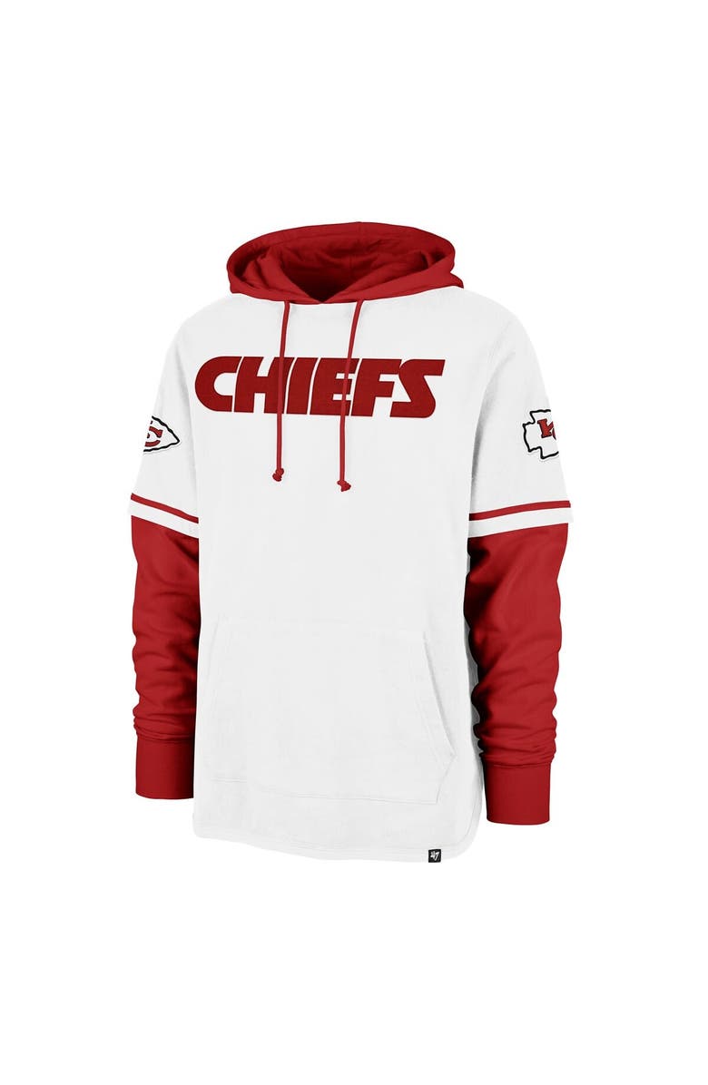 '47 Men's '47 White Kansas City Chiefs Trifecta Shortstop Pullover Hoodie, Alternate, color, White