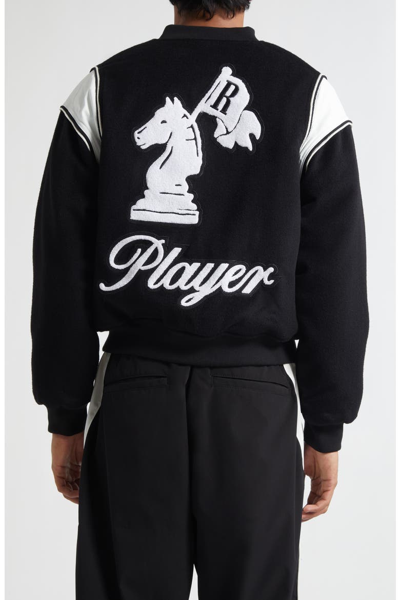 Regista Wool Blend Varsity Jacket, Alternate, color, BLACK / WHITE / GOLD