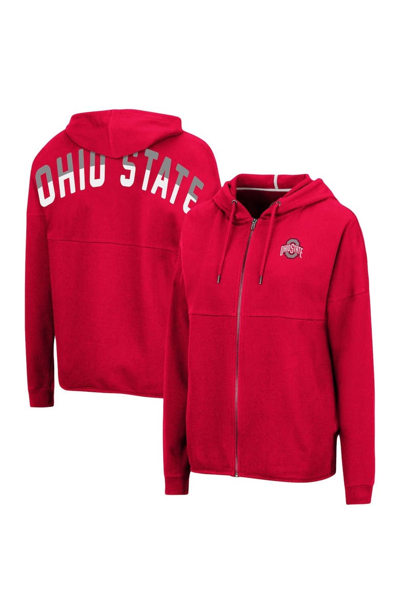 COLOSSEUM Women's Colosseum Scarlet Ohio State Buckeyes Two-Hit Full-Zip Hoodie, Main, color,