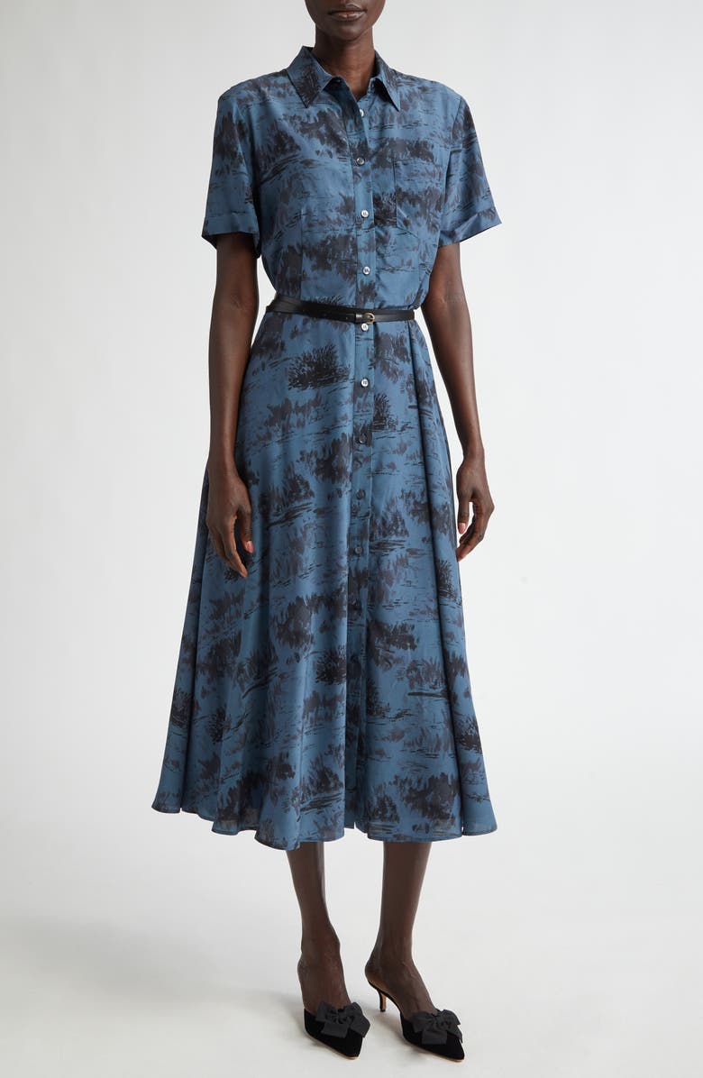 Altuzarra Kiera Print Silk Shirtdress, Main, color, 