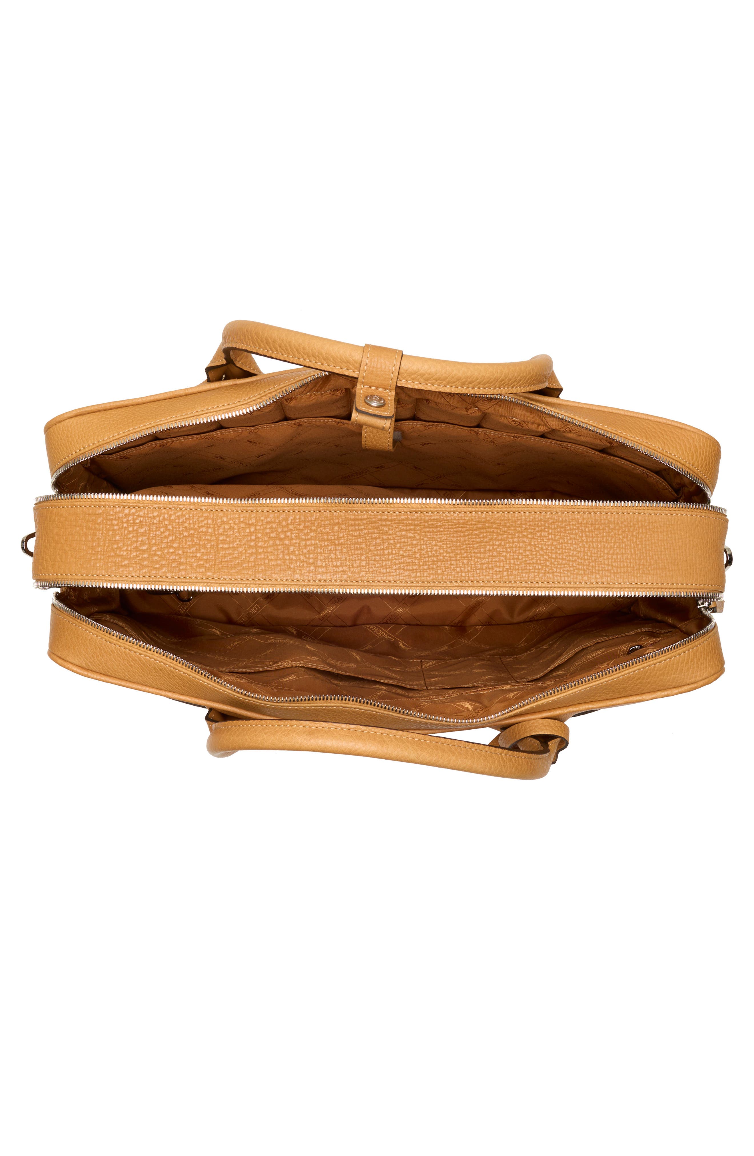 Longchamp Large Leather Briefcase, Alternate, color, Natural
