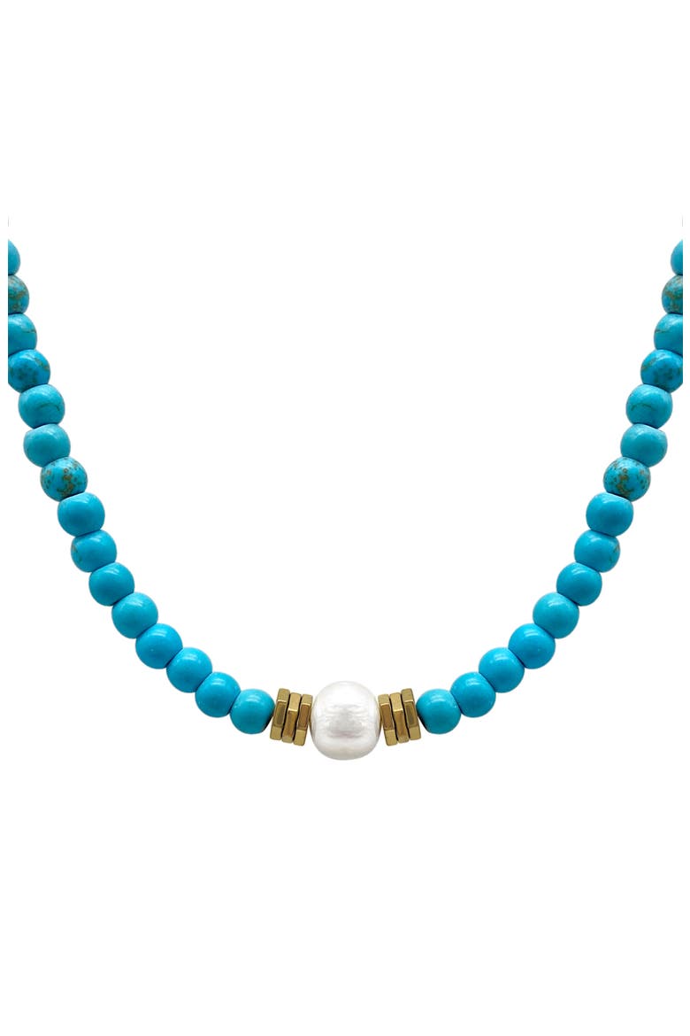 14K Gold Plated Beaded Necklace, Alternate, color, TURQUOISE