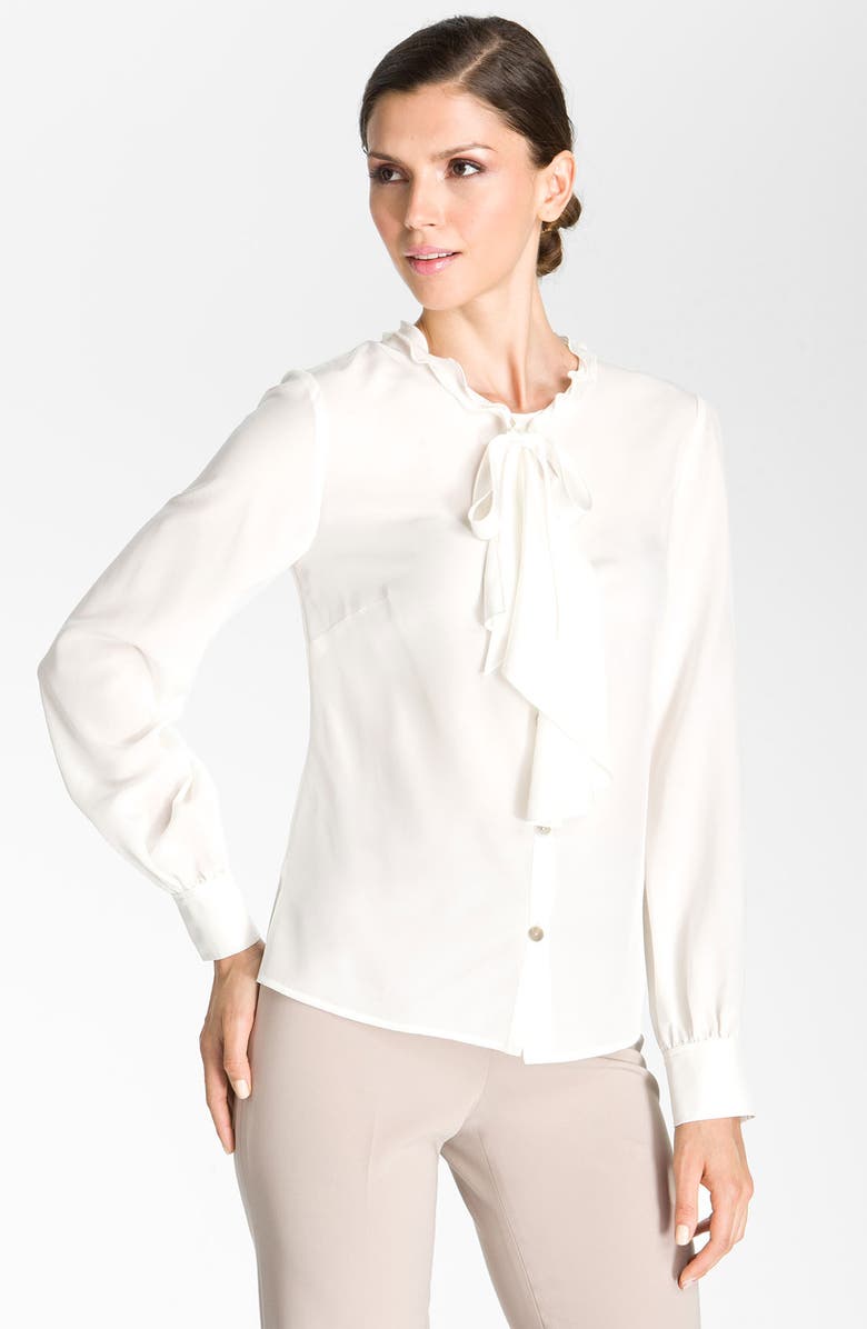 St. John Collection Silk Crêpe de Chine Blouse, Main, color, 