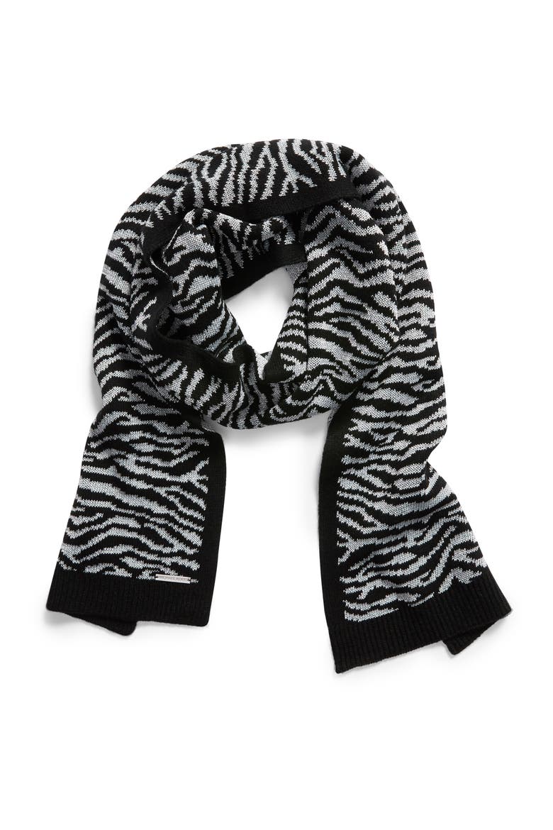 Metallic Tiger Scarf, Alternate, color, BLACK