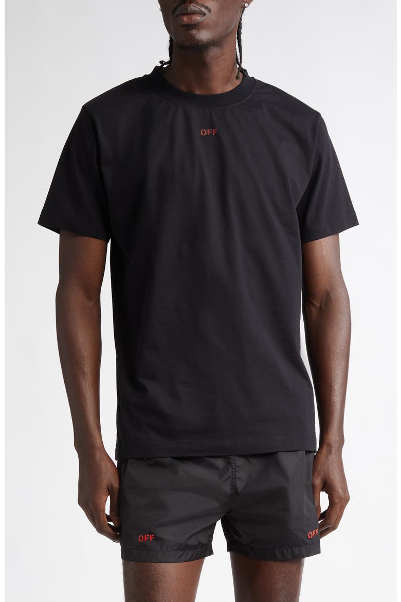 Stamp Logo Slim Cotton Graphic T-Shirt, Main, color, BLACK - RED