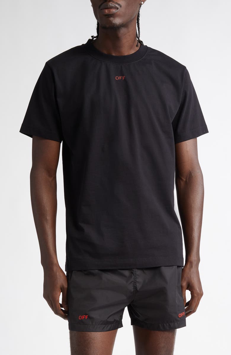 Off-White Stamp Logo Slim Cotton Graphic T-Shirt, Main, color, 