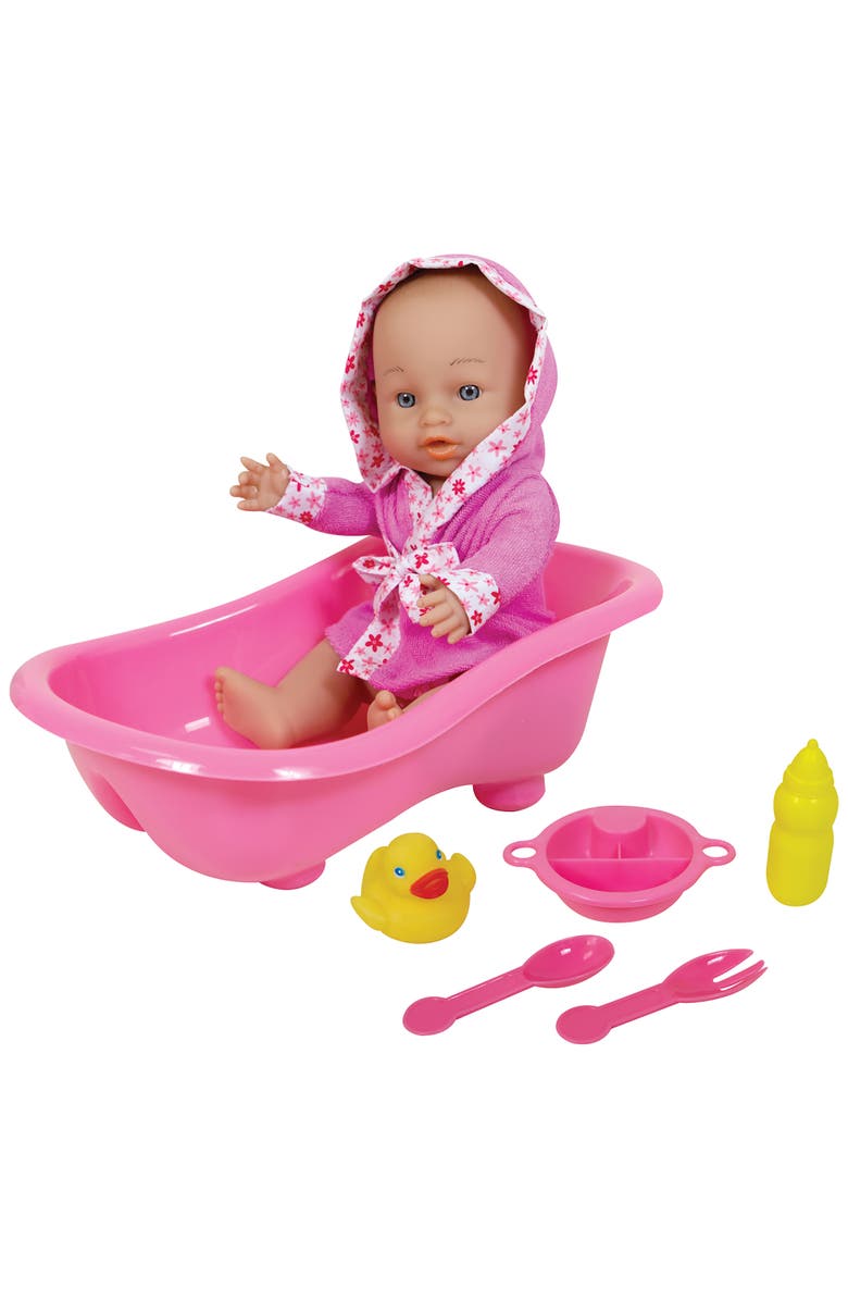 Lissi 11 Inch Baby Doll & Bathtub Set, Pink, Water Safe Hard Body, Accessories, Main, color, Multicolored