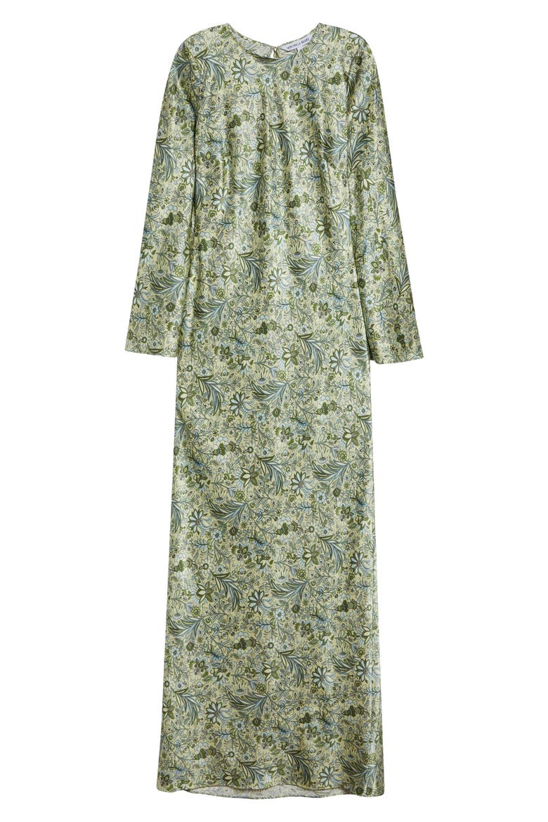 Gemma Paisley Floral Long Sleeve Satin Maxi Dress, Alternate, color, LIGHT PISTACHIO MULTI