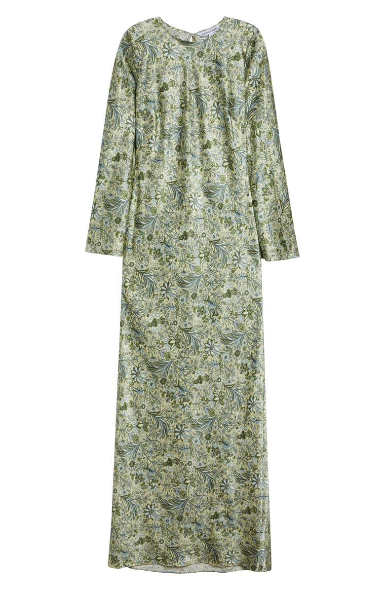 Veronica Beard Gemma Paisley Floral Long Sleeve Satin Maxi Dress, Main, color, Light Pistachio Multi