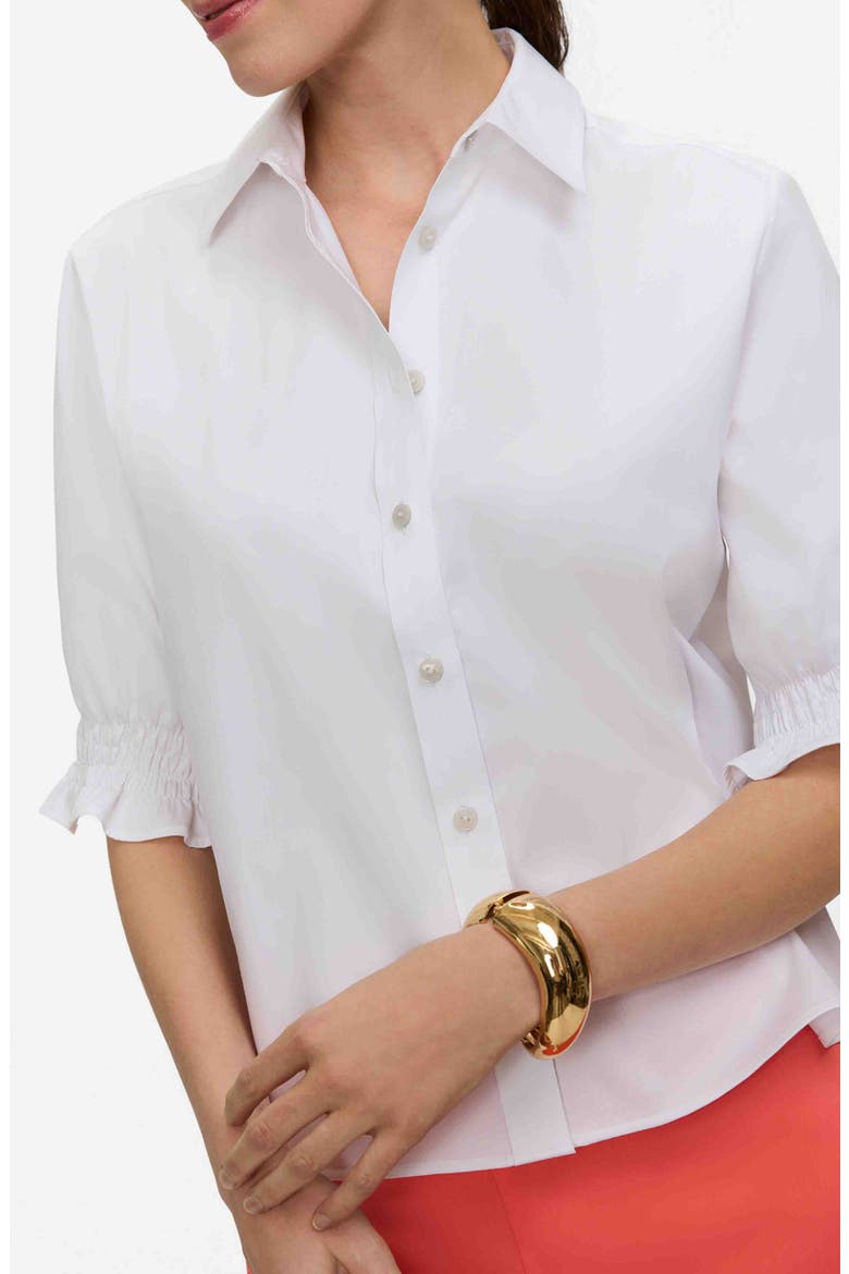Vivienne Elbow Sleeve Matte Sateen Button-Up Shirt, Alternate, color, WHITE