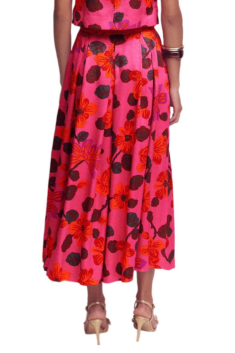 Verity Floral Pleated Faille Maxi Skirt, Alternate, color, PINK FLORAL PRINT