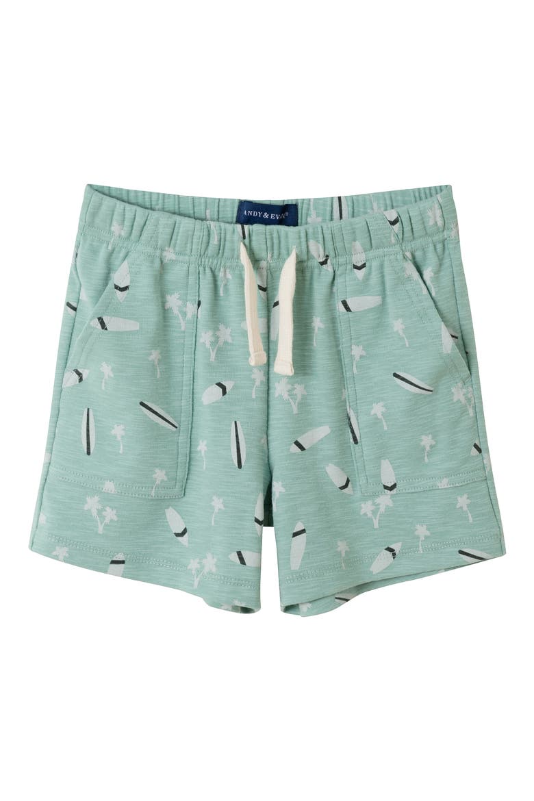 Kids' Surfboard Henley T-Shirt & Shorts Set, Alternate, color, GREEN