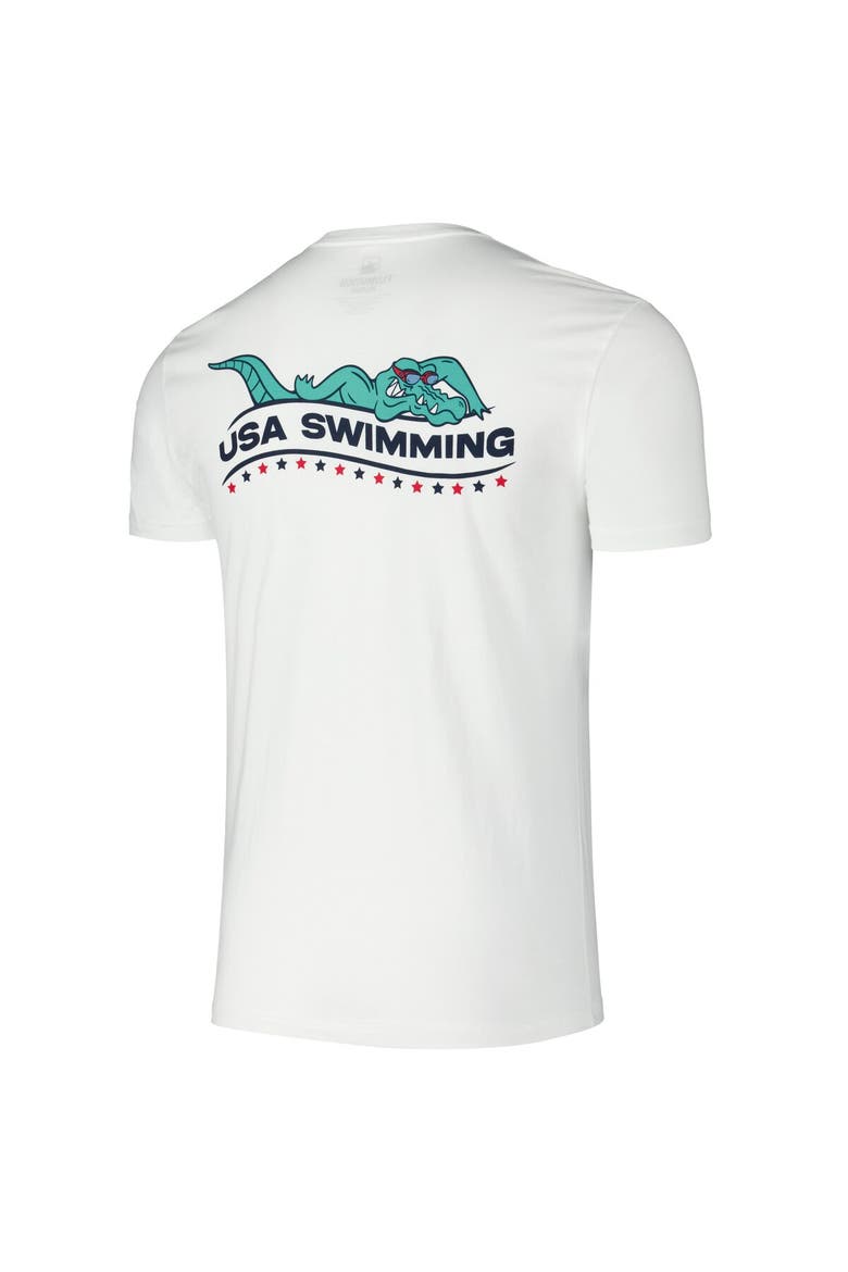 Unisex Flomotion White USA Swimming Later Gator T-Shirt, Alternate, color, White