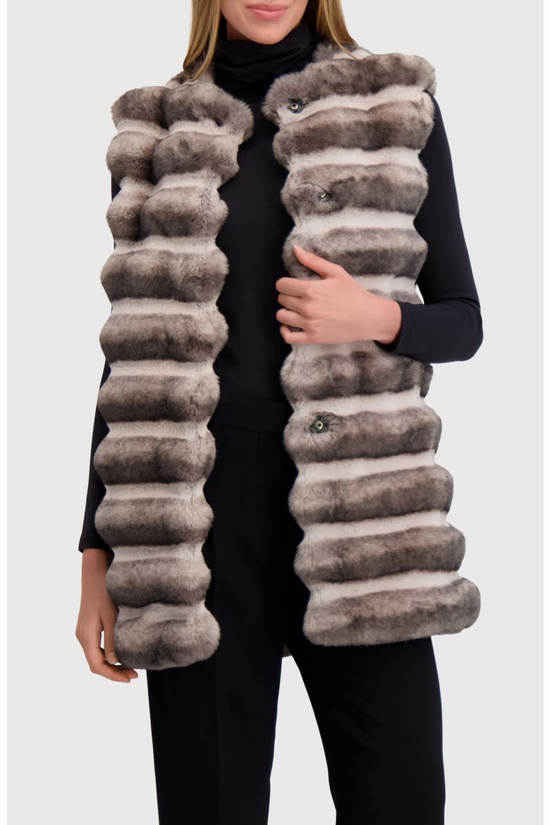 Fur-Free Chinchilla (Faux Fur) Horizontal Vest, Main, color, GRAY CHINCH