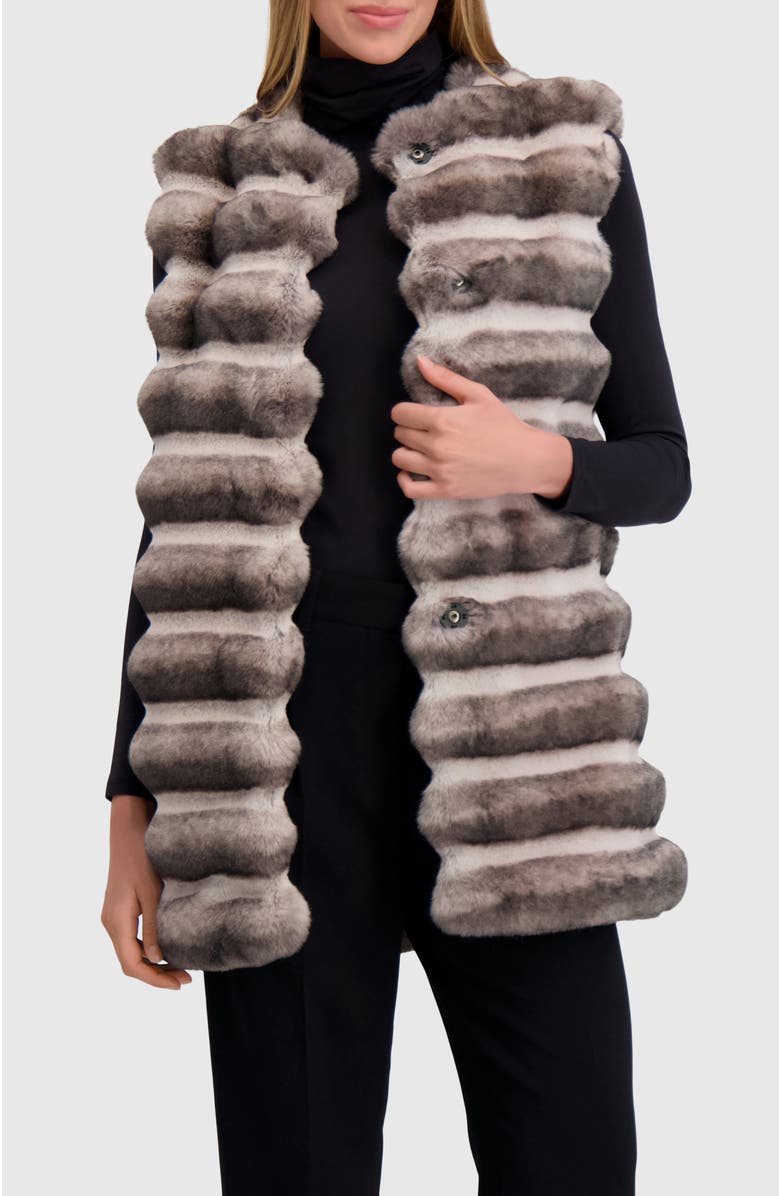 Lyla Grant Fur-Free Chinchilla (Faux Fur) Horizontal Vest, Main, color, Gray Chinch
