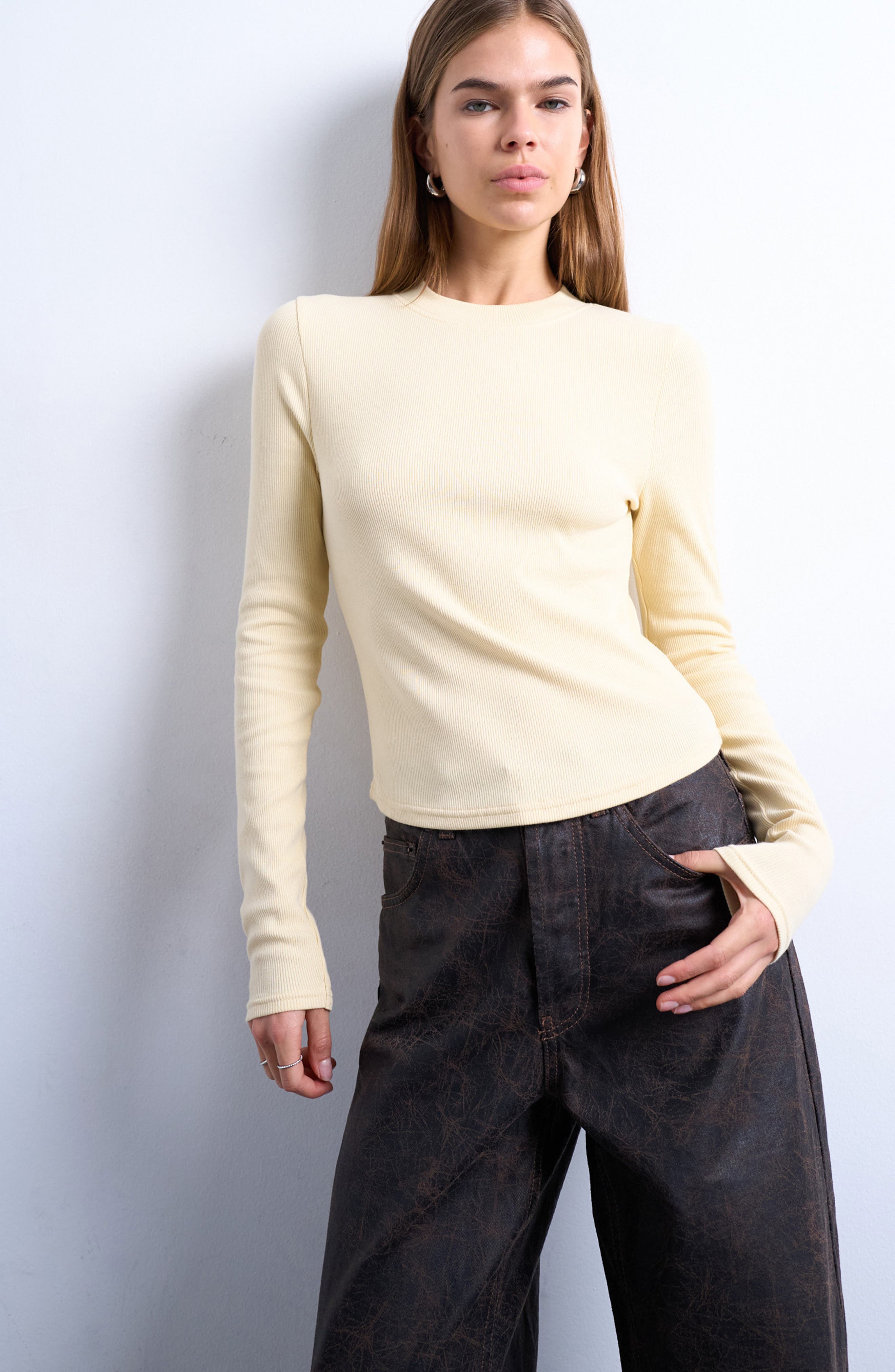 Rib Knit Long Sleeve Top