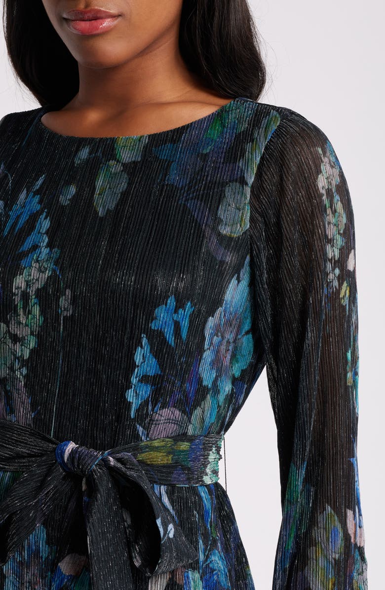 Dress the Population Kirsi Metallic Floral Long Sleeve Minidress, Alternate, color,