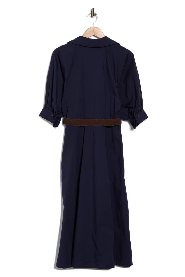 Short Sleeve Belted Shirtdress, Alternate, color, NAVY