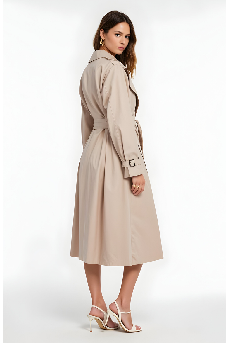 Double-Breasted Trench Coat with Belt, Alternate, color, Beige
