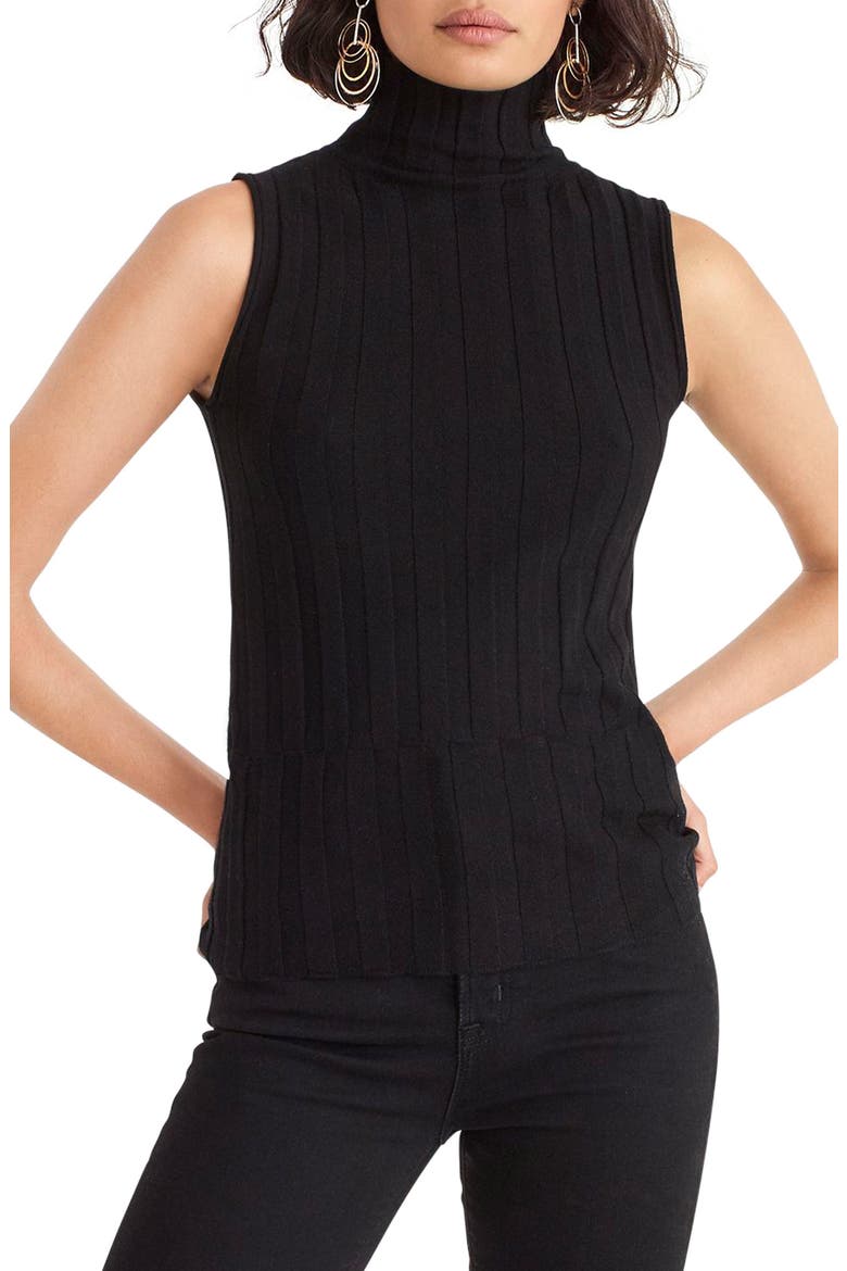 365 Stretch Sleeveless Turtleneck Sweater, Main, color, BLACK