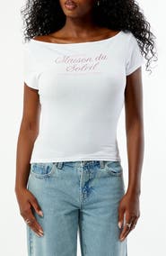 PacSun Off the Shoulder Maison Du Soleil Graphic Tee