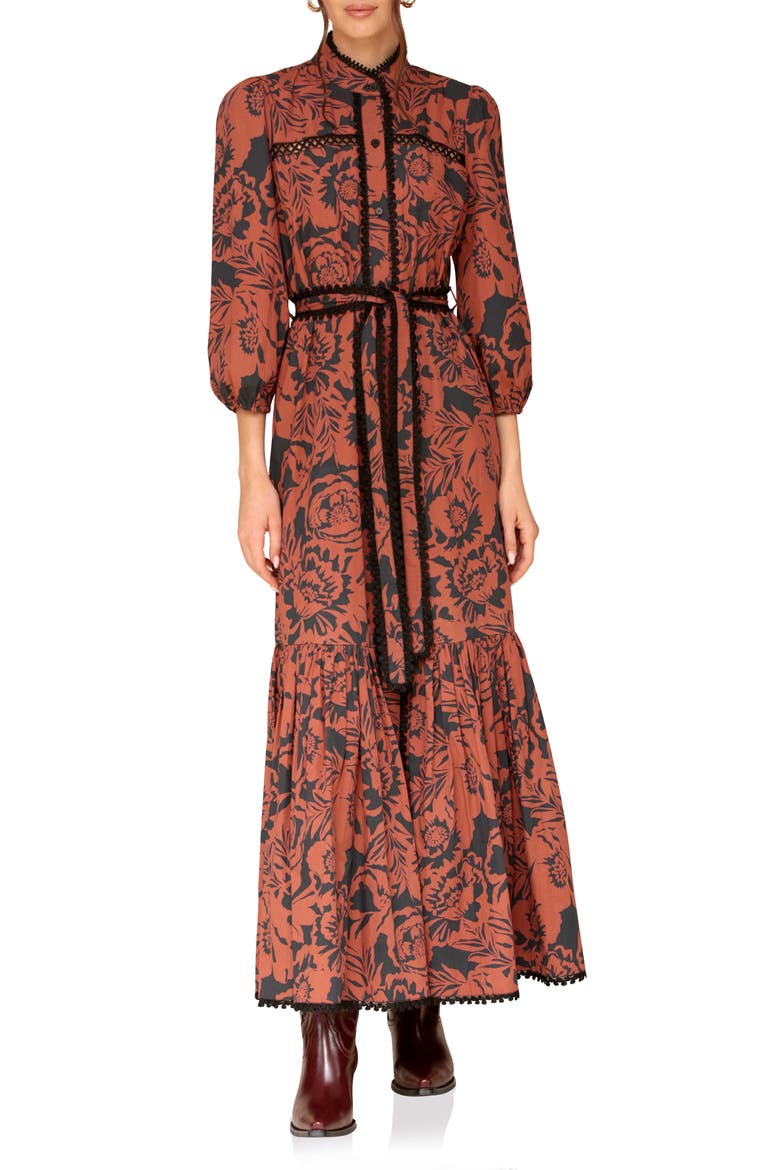 Cotton Poplin Floral Maxi Dress, Main, color, 2-TONE FLORAL